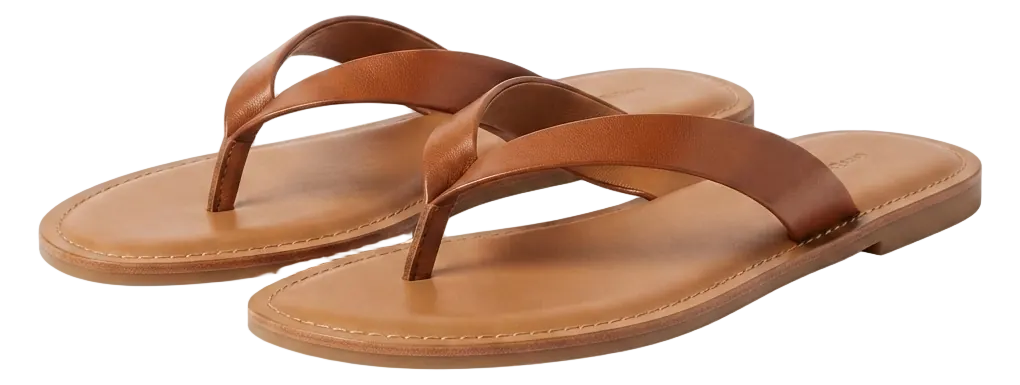 Tan leather toe-post sandals